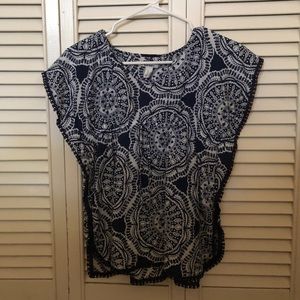 Girl’s Navy Patterned Blouse